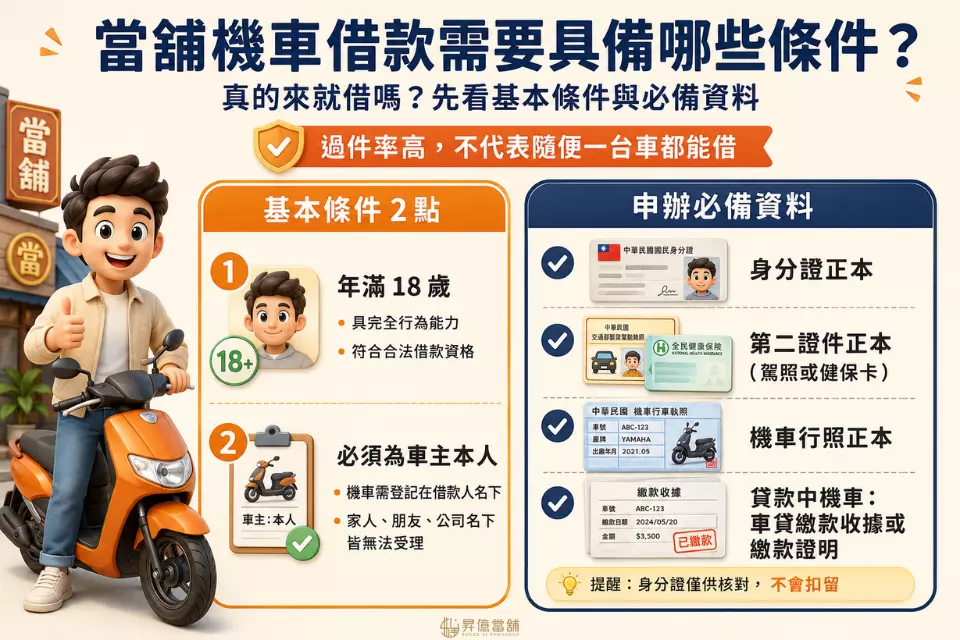 當舖機車借款須具備條件