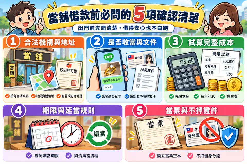 當舖借款前必問的 5 項確認清單